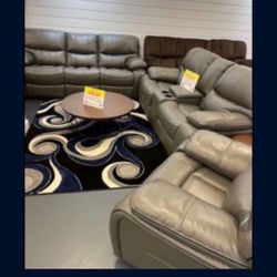 Madrid Gray Leather Reclining 3 Piece Living Room Sets---$1599---Wow!!!---No Credit Needed Financing Available 