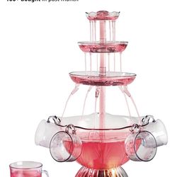 Nostalgia 3-Tier Party Fountain Holds 1 Gallon, LED Lighted Base, Includes 5 Reusable Cups, Clear