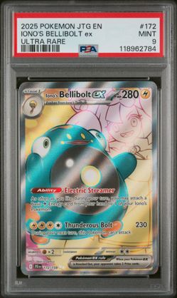 Pokémon  2025 Iono's Bellibolt ex 172  Journey Together FA GM PSA 9