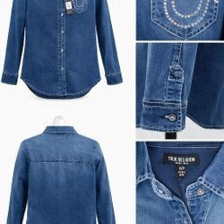 True Religion Denim Shirt Long Sleeve Size Small