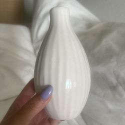 Contemporary West Elm Blown Ceramic Cream Colored Round Vase 6.25” Tall