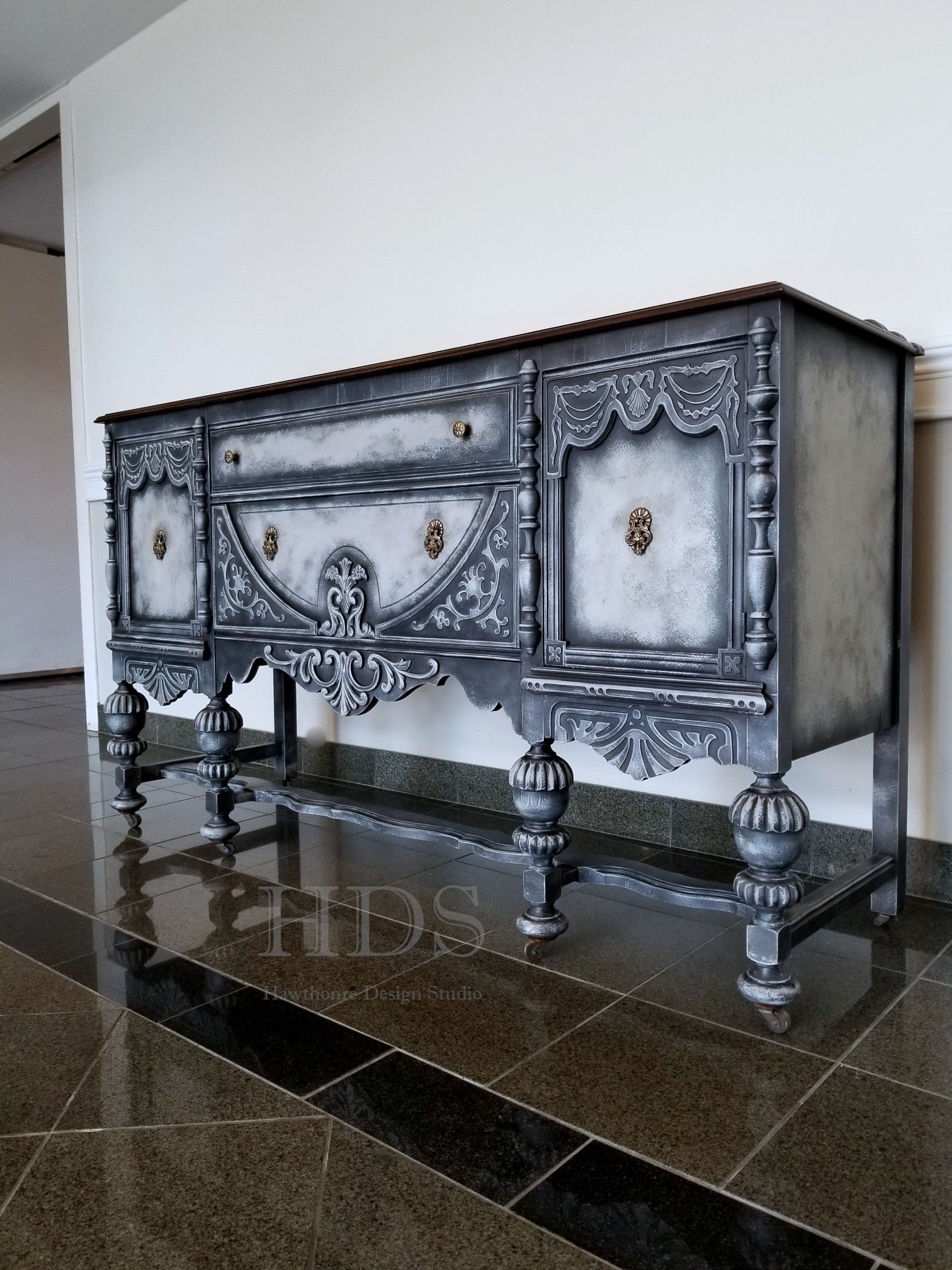 Antique Jacobean Buffet - credenza dresser sideboard entry table console