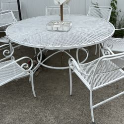 Metal Table And 8 Chairs 