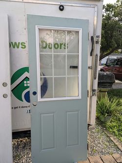 32x80 Metal door, tempered glass