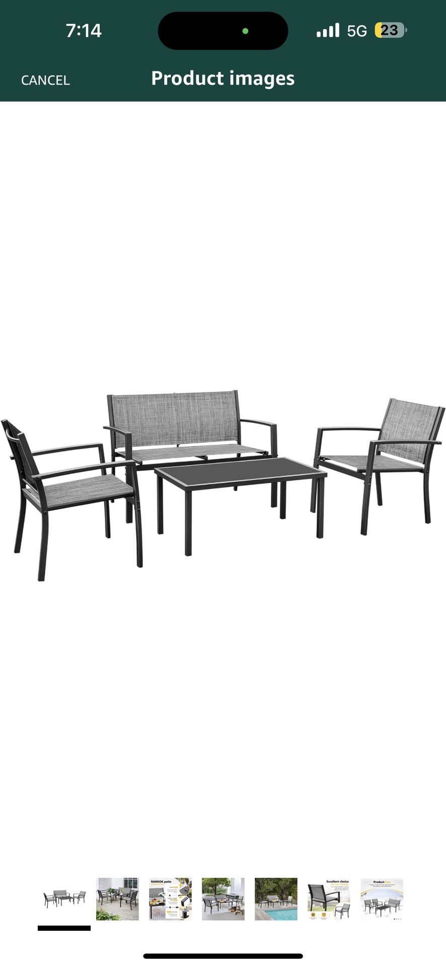4 Pieces Patio Furniture Set Modern Patio Conversation Sets Textilene Outdoor Furniture Patio Chairs Set of 4 with Loveseat Coffee Table for Porch Law