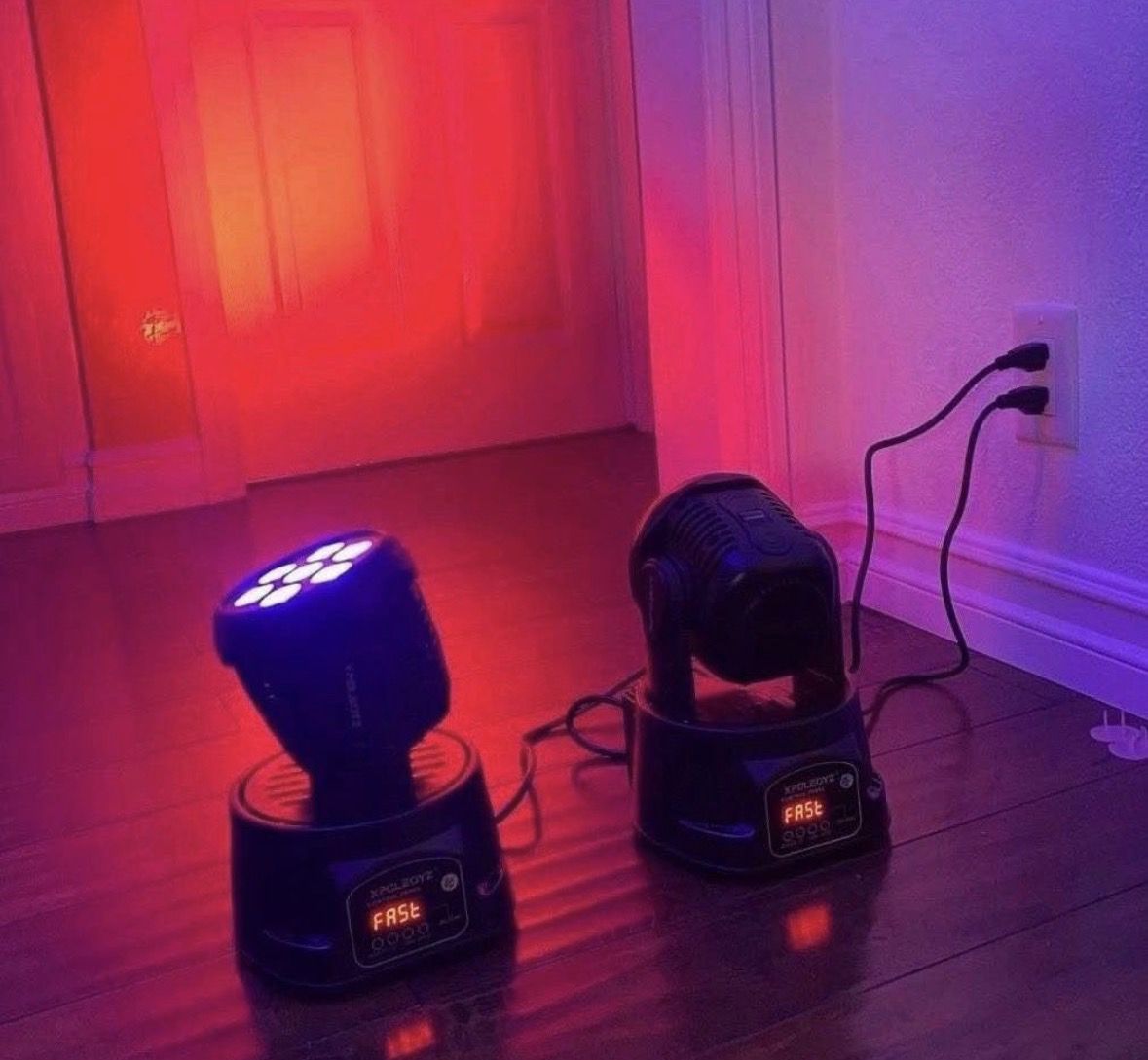 Pair of Professional LED Moving Head Stage Lights - RGBW DMX Party Lighting Description: Up for sale is a set of two high-performance moving head stag