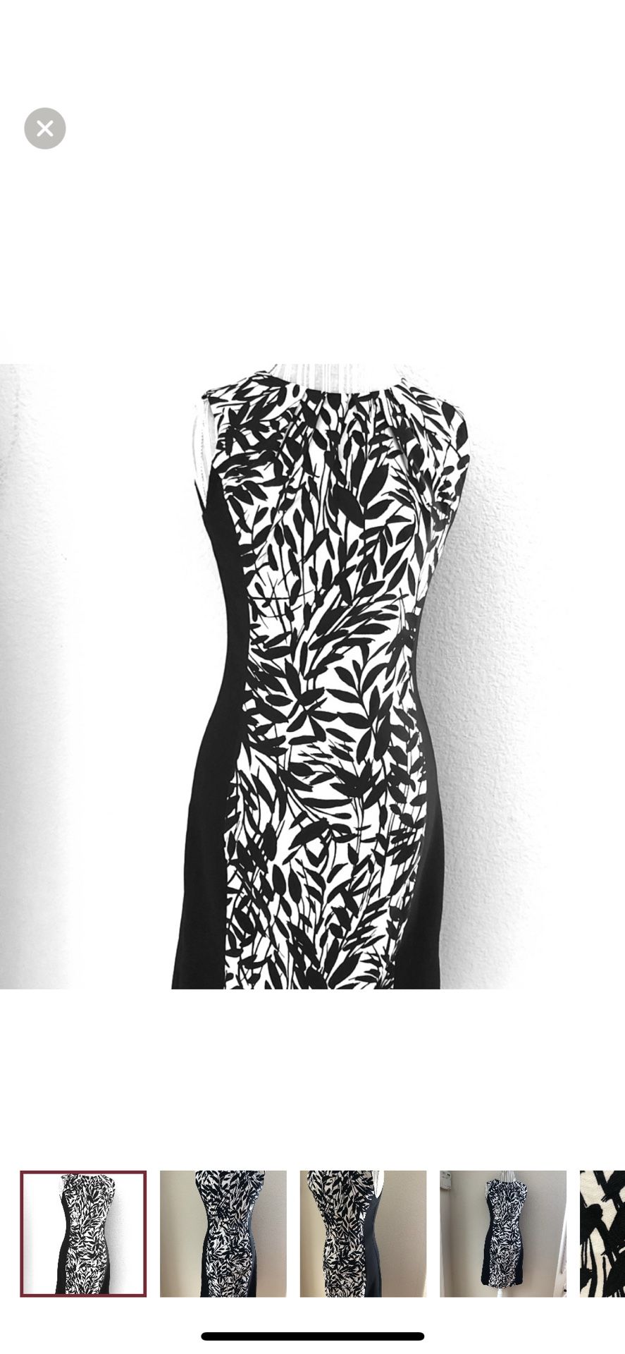 New York & Co Black White Leaf Print Sheath Dress