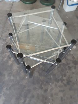 3 Vintage Glass & Chrome Parson End Tables