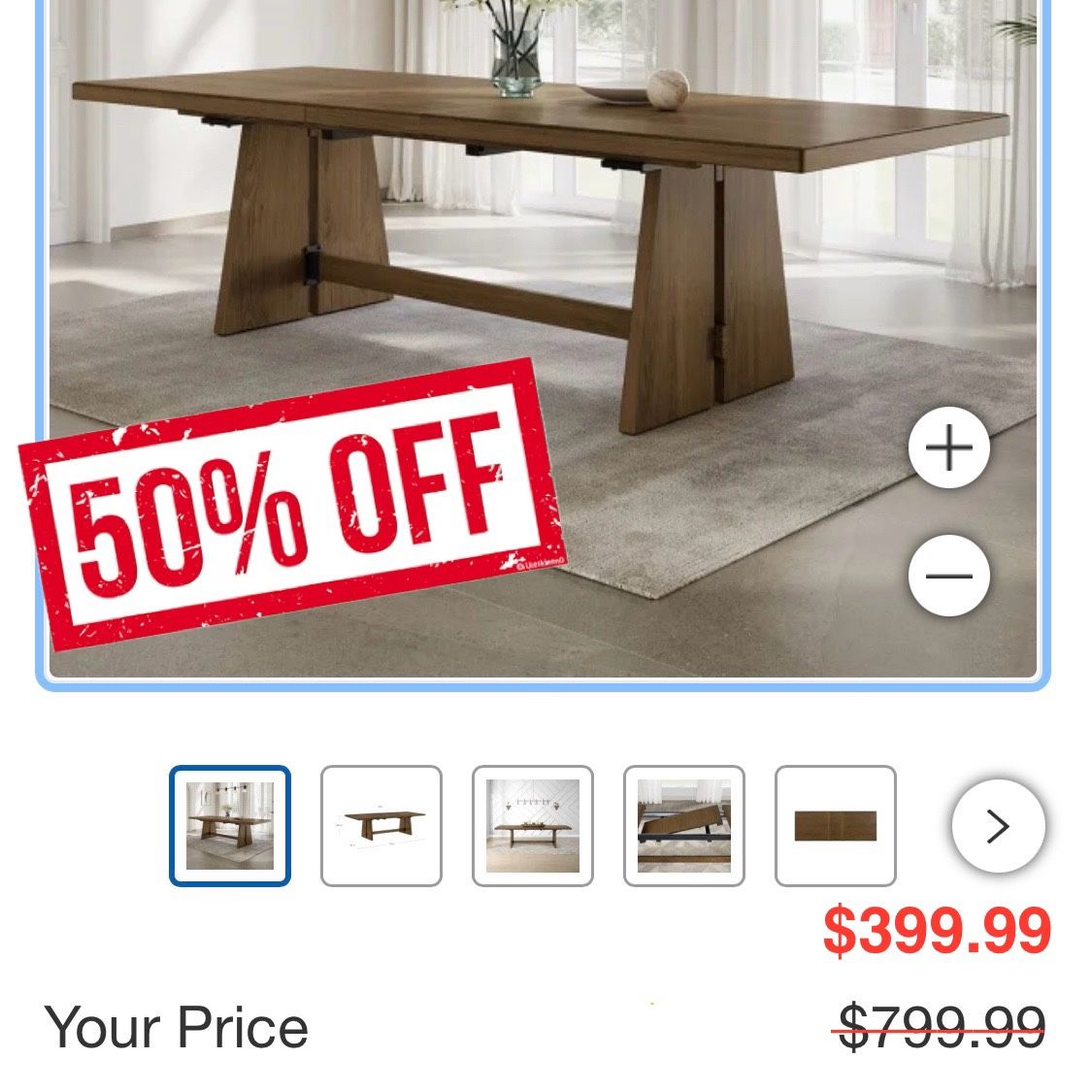 Costco Thomasville Kayde 92-110" Wood Dining Table