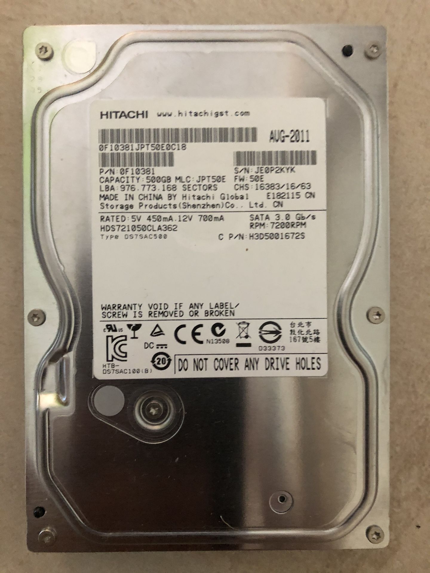 500 Gb hard drive for desktop computer