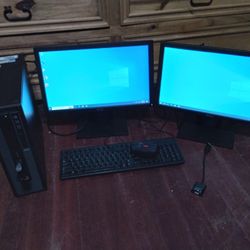 Hp I5 Computer With Dual Monitors 