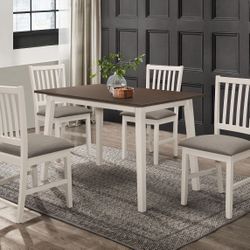 5 Pc Dining Table Set In 2 Tone Color