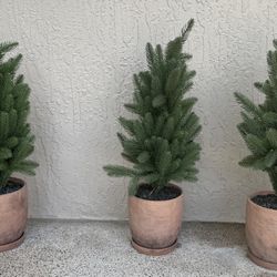 Three Potted 3' Artificial Spruce Topiary Outdoor Indoor Trees