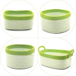 Acrola 4-Pack Decorative Storage Baskets Stackable Woven Basket Cotton Rope Bin with Fabric Liner, Organizing Baskets for Closet Bathroom Bedroom Nurs