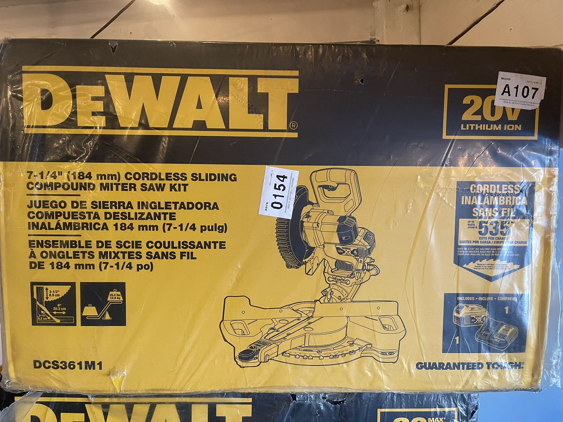 DEWALT 20V MAX Cordless 7-1/4in Sliding Miter Saw W/ 4.0Ah Battery And Charger