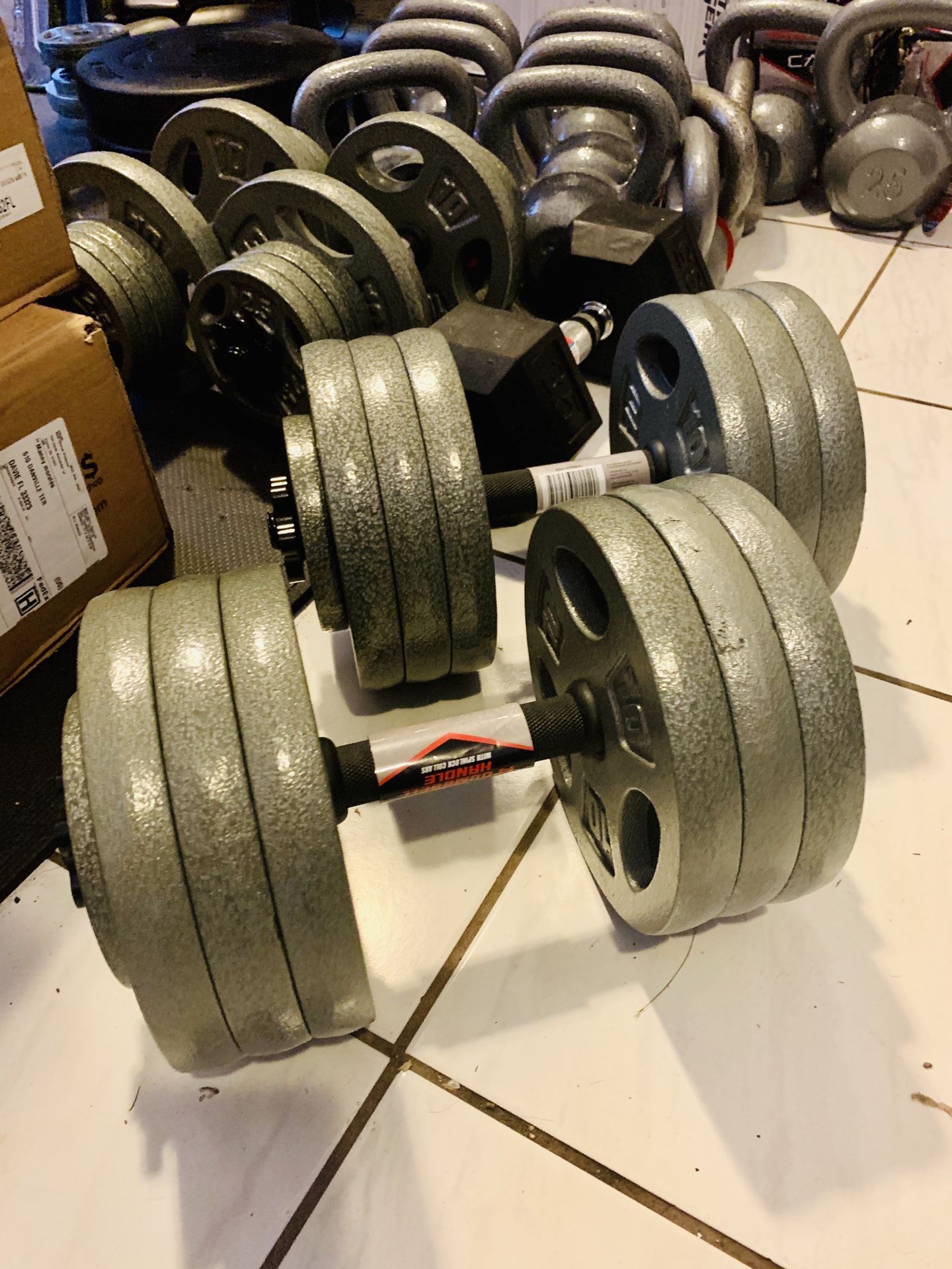 60 lbs each adjustable dumbbell set