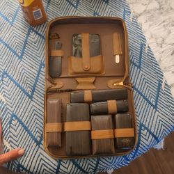 Vintage Zippered Genuine Leather toiletry kit/case 