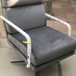 Brand New Exercise Style Swivel Chair, Grey Velvet Material 