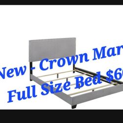 New - Full Size Upholstered Bed (Light Grey) $60
