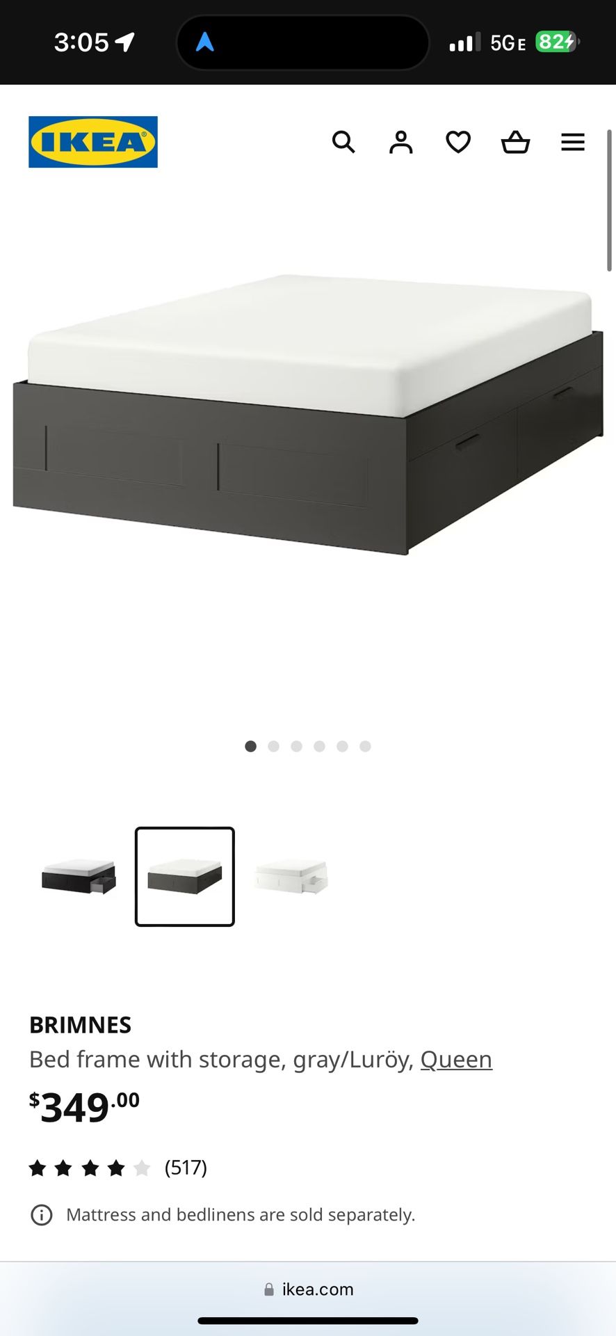 Ikea Queen Bed Frame with storage