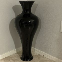 Tall Black Glass Vase