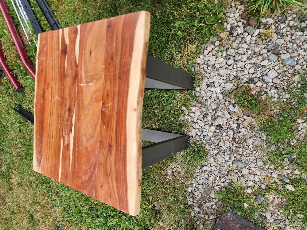 Raw Edge Brownstone 24" Wide Black and Wood End Table