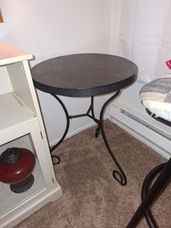 Round Black Metal Side Table