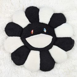 Takashi Murakami Black White Flower Cushion plush kaikai Kiki