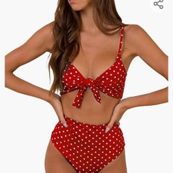 Blooming Jelly Womens High Waisted Bikini Set Tie Knot High Rise Two Piece Swimsuits Bathing Suits

