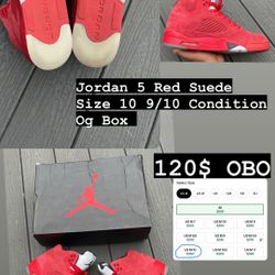 Jordan 5 Red Suede Sz 10