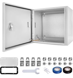 Outdoor Electrical Box 12 x 12 x 8''D NEMA 4X Enclosure Steel Box, Waterproof & Dustproof Outdoor/Indoor Lockable Electrical Junction Box, with Mounti