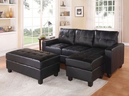 Brand New Black Sectional with Ottoman