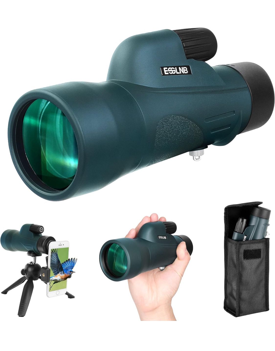 New! 12x50 Monocular-Telescope for Smartphone BAK4 Monoculars for Adults High Powered Waterproof Monocular Scope Binoculars for Stargazing Hunting Wil