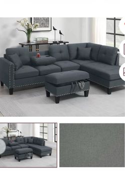 Sectional set with ottoman