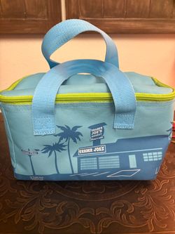 Light blue Trader Joe's mini insulated cooler bag