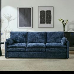 Buy 1 Or 2 Latitude Run Chenille Upholstered Deep Seat Sofa - Blue, 83.5x32.7x23.2 Inch