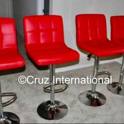 New 4 Red Bar Stools 