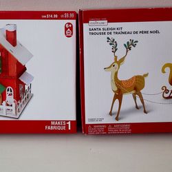Kids Christmas Craft Kits Santa House & Reindeer Sleigh Brand New 