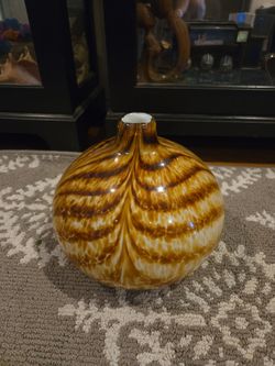 Glass vase with marble swirl