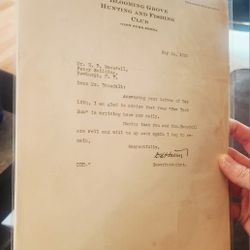 1930 Blooming Grove Hunting & Fishing Club Letter
