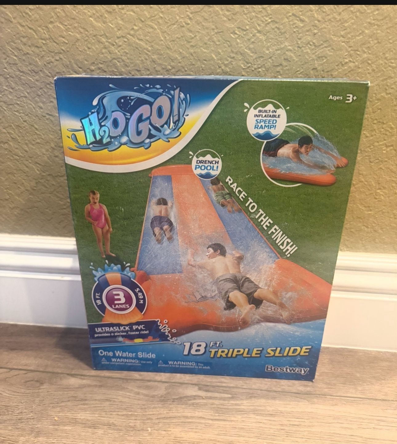 Bestway H2OGO! 18' Triple Water Slip N and Slide Kid's Pool Toys Outdoor SummerFirm $40