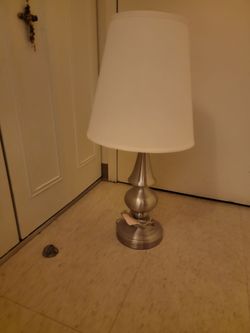 Silver Medium-Size Lamp w/Off White Shade