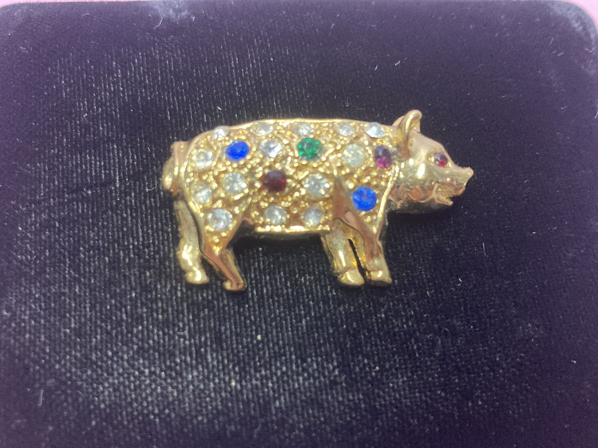 Jeweled Pig Brooch Lapel Pin