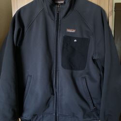 PATAGONIA TIN SHED POCKET BOMBER JACKET GRAY BLACK MENS SIZE SMALL EUC