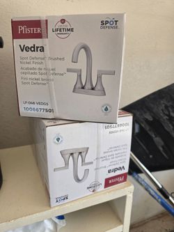 Two Unopened Pfister Vedra Faucets, Nickel Finish