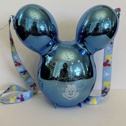 Disney Parks Disneyland Blue Metallic Mickey Balloon Souvenir Popcorn Bucket
