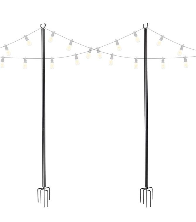 10 ft String Light Poles with Hook & Stakes - Outdoor Garden Decorative Lighting Poles - Spring Sale