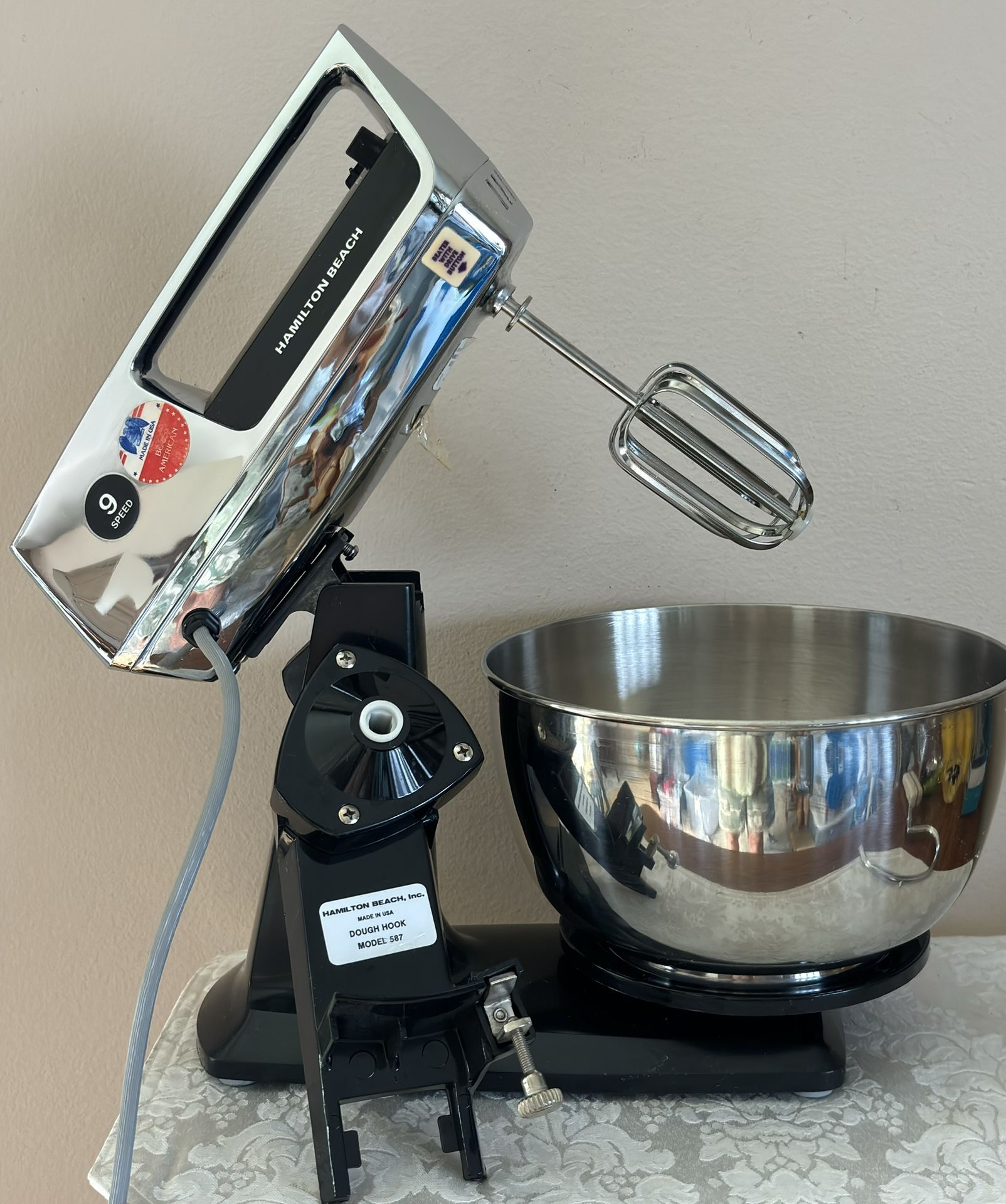 Vintage Mid-Century Hamilton Beach Stainless Steel Mixer-Like New- Model 45-1 With Stand🔴 Read Details Below