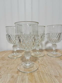 Set of 11 Vintage Diamond Pattern Glass Goblets