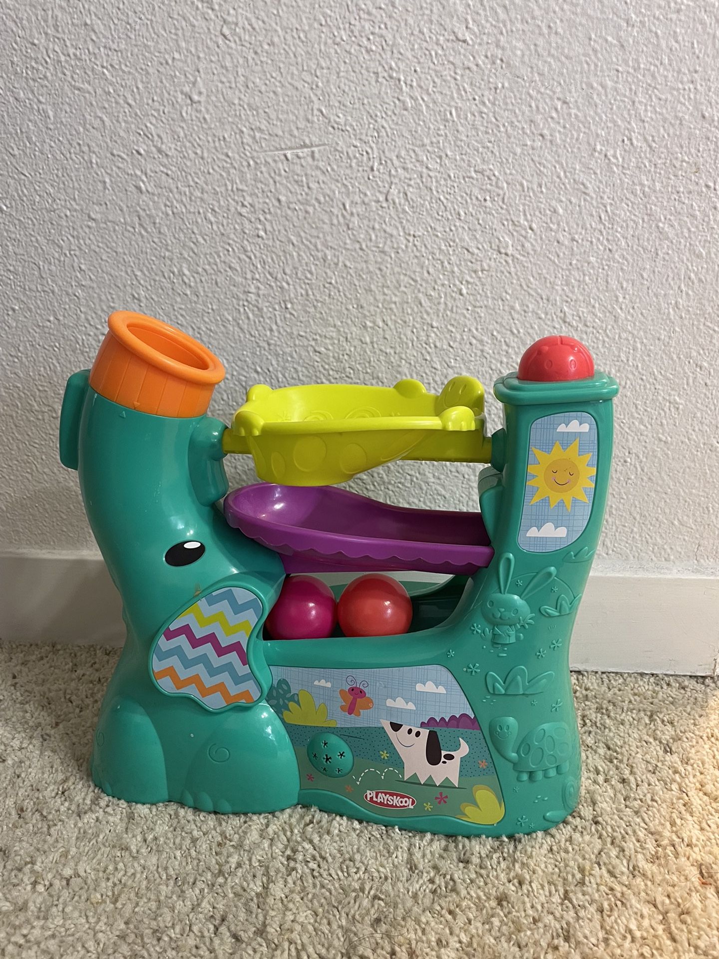 Playskool Chase ‘n Go Elephant Ball Popper Toy For Babies and Toddler 9 Months And Up With 4 Balls